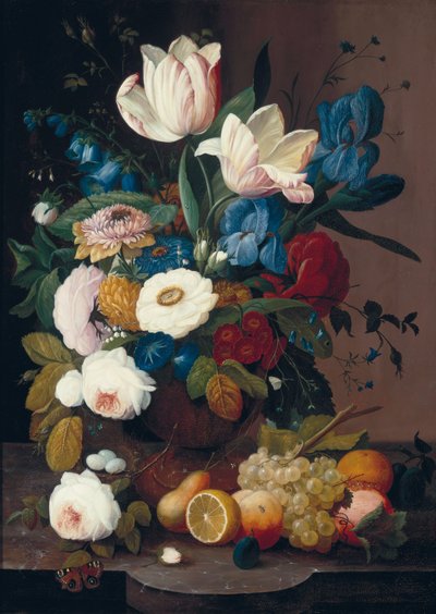 Still Life, Flowers and Fruit by Severin Roesen